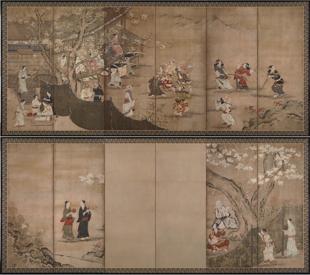 《花下游乐图屏风》美术画作介绍