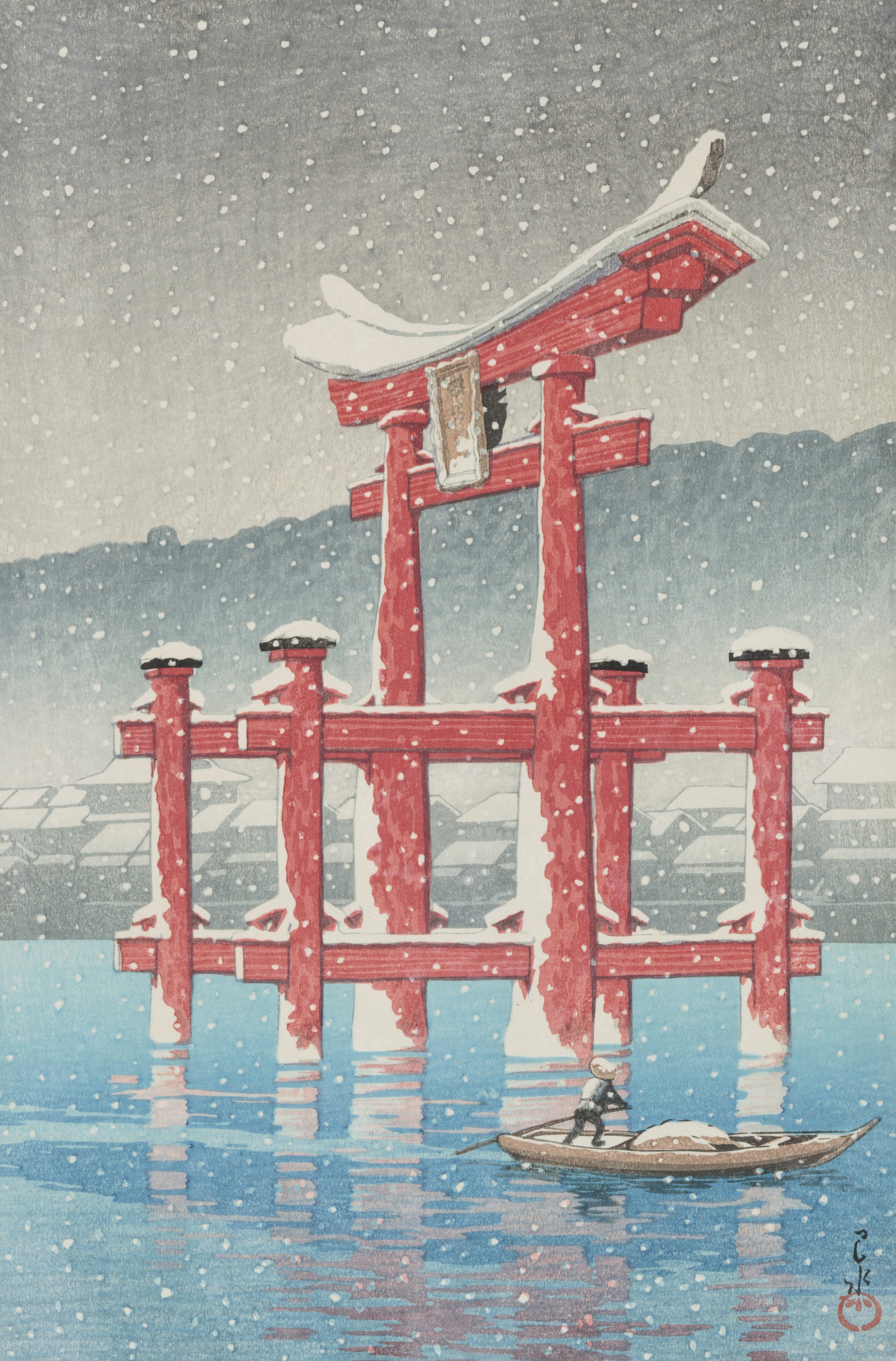 《宫岛的雪》川瀨巳水作品介绍及画作含义/创作背景
