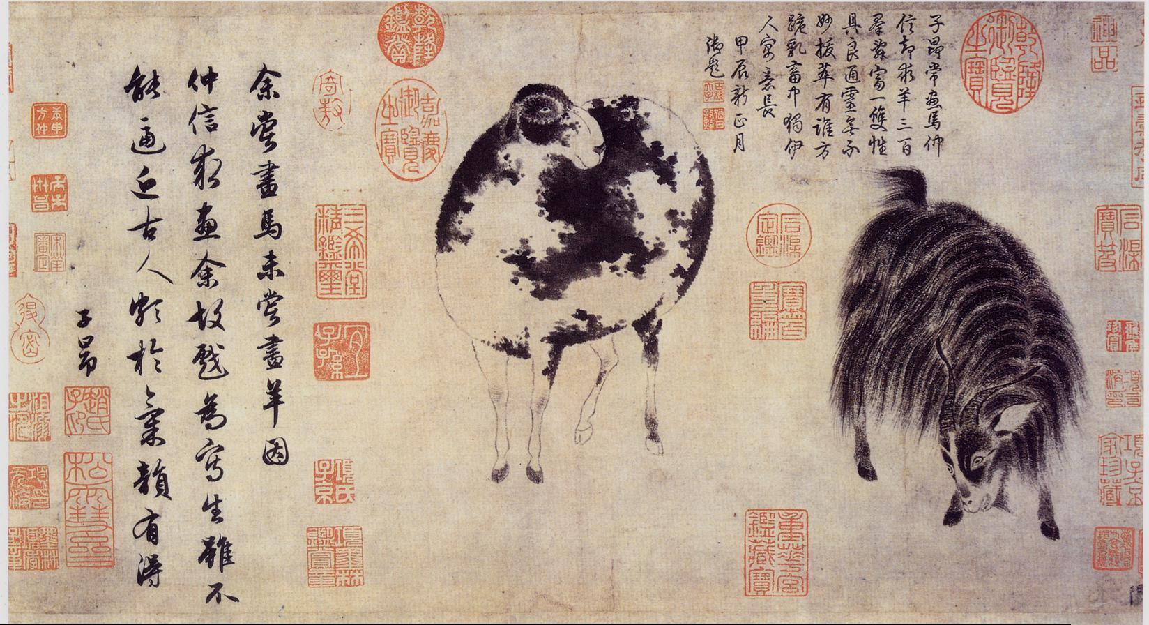 《二羊图》美术画作介绍